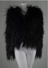 TOPSHOP BLACK JACKET LONG FLUTTERING OSTRICH FEATHERS MARABOU BOHO VINTAGE 10