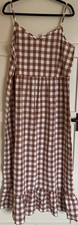 Gingham Linen dress nightdress XL The Bright Company Brand New Brown And White