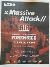 Massive Attack Live Tour Date Ad Air Lido Fest 2025 Newspap Advert Poster 14x11”