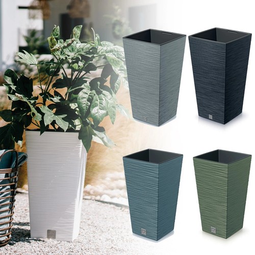 Tall square plastic plant pots - square,