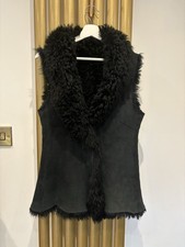 Gladys & Pixie Shearling Sheepskin Black Vest Gilet ,waistcoat,size M-10