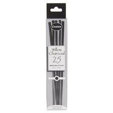 Coates Medium Willow Charcoal Sticks (25pc) Black, 4–6 mm