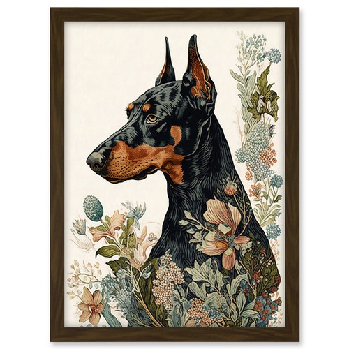 Doberman dog wildflowers boho - wildflowers,