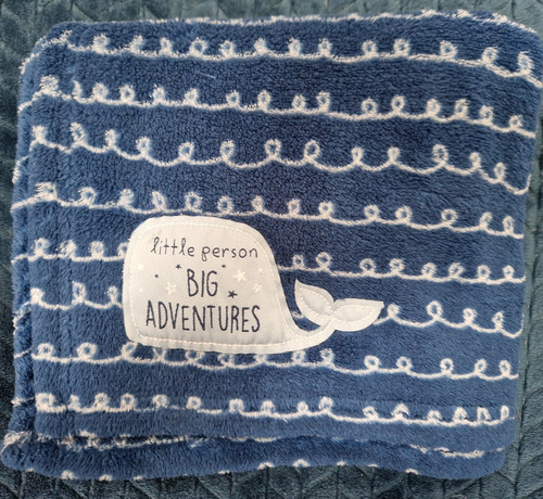 Whale blue fleece blanket - blue,