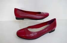NEW CLARKS "ATOMIC HAZE" RED LEATHER+PATENT BALLERINA SHOES UK 4D