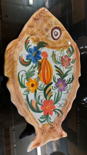 Hand painted signed - painted, fish