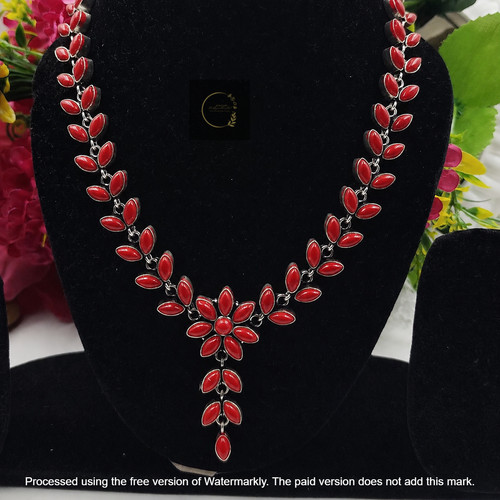 Red coral gemstone - red,