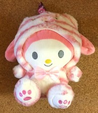 Cute Hello Kitty Kawaii Pink Pastel Plush w Hanging Loop Hood Zipped Soft Toy 9"