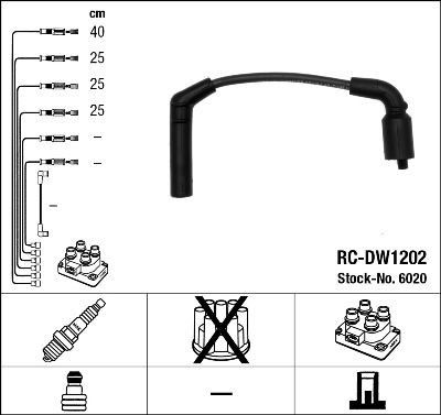 Fits ngk 6020 - fits, cable