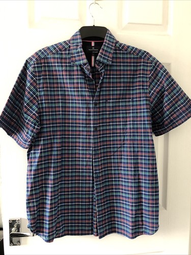 Mens blue check short sleeve - blue,