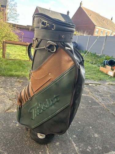 Titleist vintage leather cart - titleist,