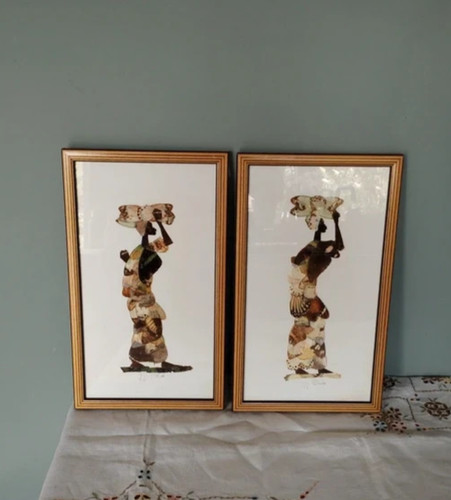 Pair vintage african butterfly - pair,