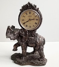 ?Juliana Bronze Effect Elephant Mantel Desk Shelf Clock Quartz 26/18/10 Cm