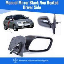 Fits Toyota Corolla 2002-2007 Door Wing Mirror Manual Black Driver Side