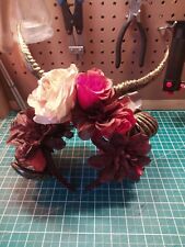 Costume Headpiece, horns, faun costume, rose headband, handmade
