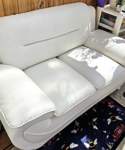 White leather 2 seater - white,