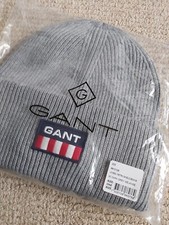 Genuine GANT Dark Grey 10% WOOL LOGO Beanie Hat Unisex New TAGS 9910128