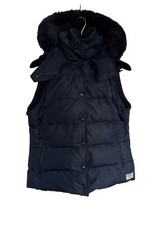 Jack Wills Navy Duck down Gilet Puffa Jacket With Navy Fur Trim Detachable Hood.