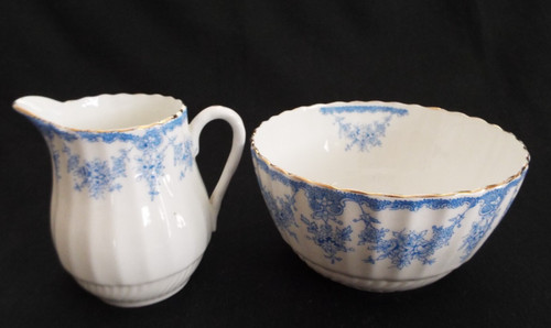 Vintage blue white floral - blue,