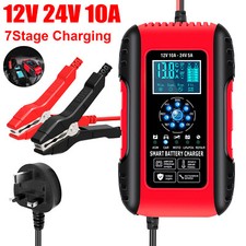 Car Battery Charger 12V 24V 10A Smart Pulse Repair Lead Acid LiFeP04 Charger AGM