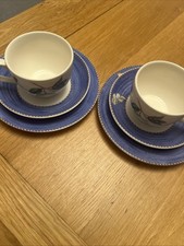 Wedgwood Sarah’s Garden Tea Cups,Saucers And Plates Blue White Butterfly Design