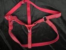Red Adjustable Dog Harness with White Polka Dots – Size Medium