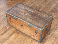 Napoleonic Era Military Type Travel Trunk Chest Hardwood 18th or 19th Century