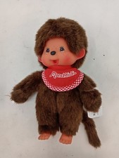 Monchhichi Classic Brown Plush Doll with Red Bib 18cm Vintage Style