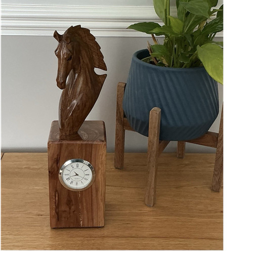 Wooden horse theme desk - desk, clock