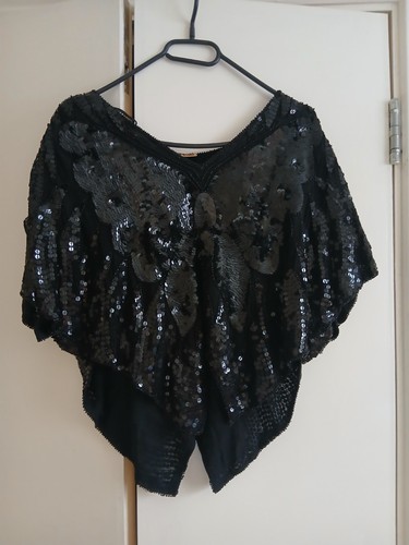 Vintage pure silk black - silk, sequin