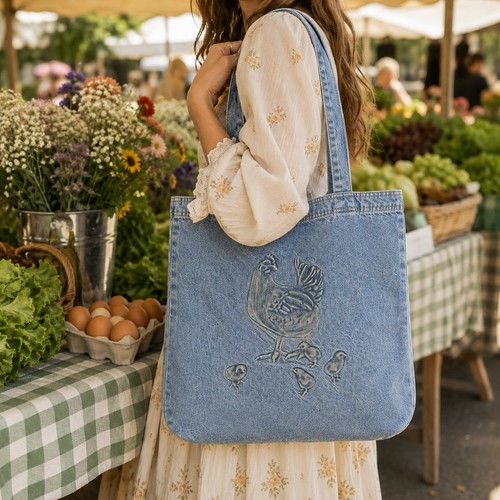 Vintage tyca denim market tote - tyca,