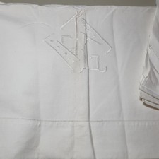 Vintage Metis Linen Monogrammed French Sheet. 
