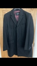 Mens 3/4 Long Black Wool Overcoat.Large To Fit Chest 42-44.( 107-112 Cm).