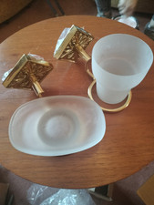 Brass Baroque Bathroom Set Cup Soap Dish Holder Towel Rings With Fittings Boxed