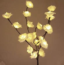 White Rose LED Twig Light Tree Artificial Flower Branch Flexible Vase Table 50cm