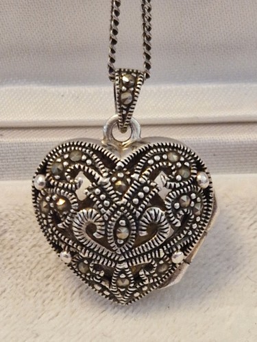 Art deco heart - heart, marcasite