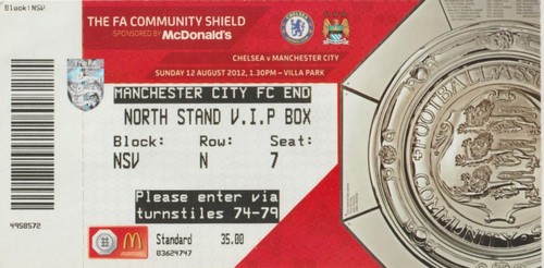 Charity shield used ticket - shield,