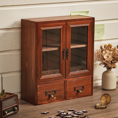 Vintage brown wood storage - wood,