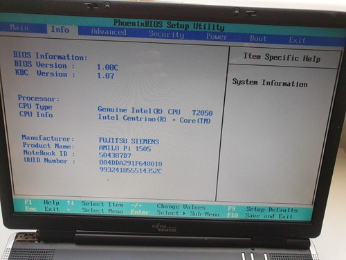 Fujitsu amilo 1505 - fujitsu, intel