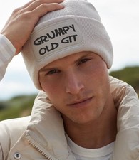 Christmas Beanie Hat Grumpy Old Git Secret Santa Printed Woolly Unisex