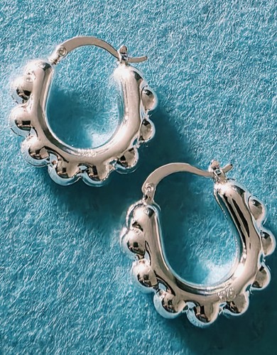 925silver round hoop huggie - 925silver,