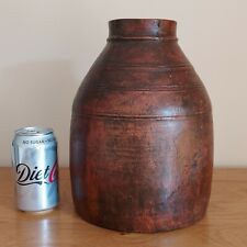 LARGE RUSTIC WOODEN WATER / MILK URN / POT  -  10 INCHES TALL.