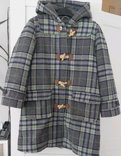 Mini Boden Girls Wool Coat Duffle Check,Age 9-10,GC