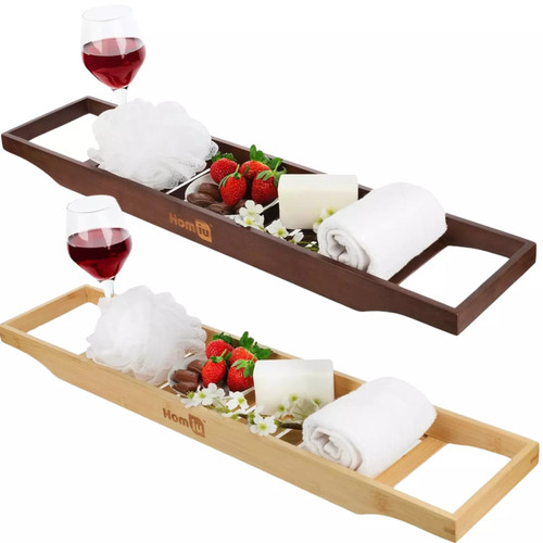 Bamboo wood bath tub rack - bath,