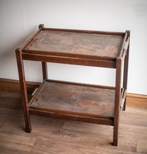 Antique - Double Tray Foldable Wooden Table Trolley - Campaign Furniture - Rare