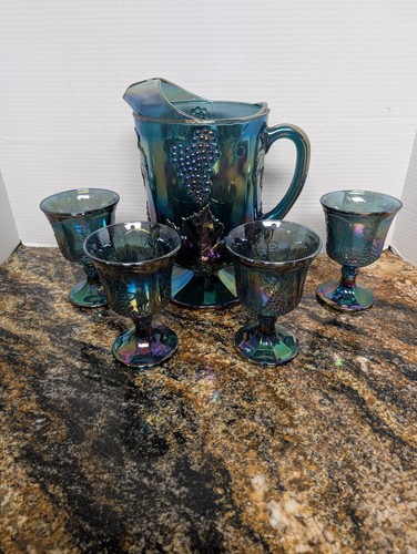 Blue carnival glass - glass, harvest
