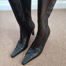 Victorian / Steam Punk Black Leather Lotus Boots Size 5