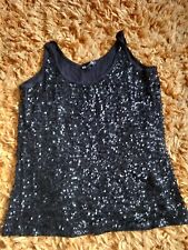Black Sparkly Vest Top Sz 10