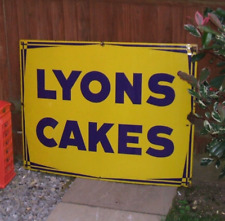 Enamel Sign Lyons Cakes Original 1940/50's - Large Rare Sign - Excellent Example