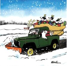 Land Rover Defender Themed Christmas Cards - Green - Pack Of 6
